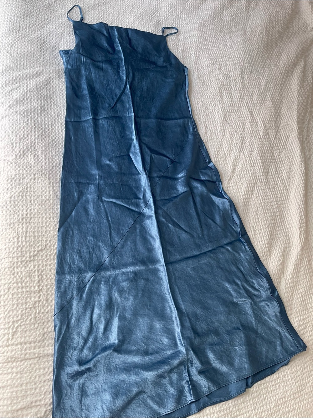 Babaton Deep Blue Satin Maxi Slip Skirt